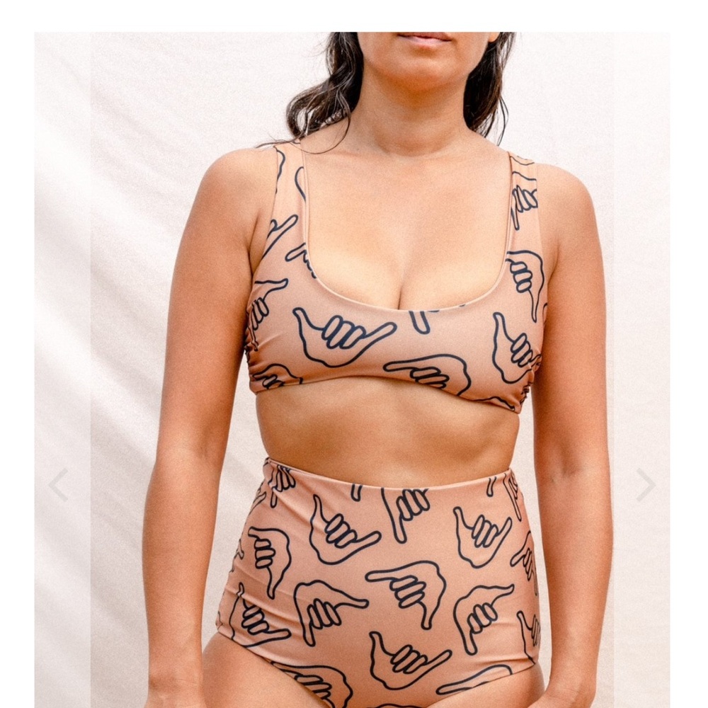 Tan Bikini with Black Print
